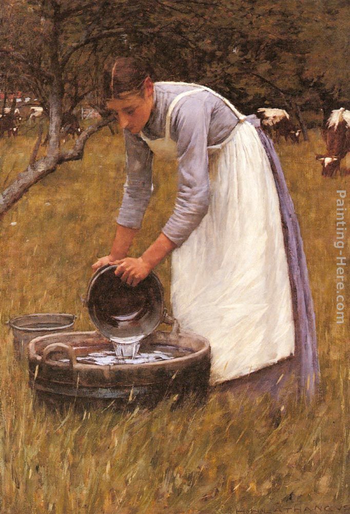 Watering the Cows painting - Henry Herbert La Thangue Watering the Cows art painting